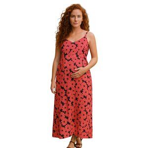 Isabel Maternity pink floral back cutout maxi dress size M NWT